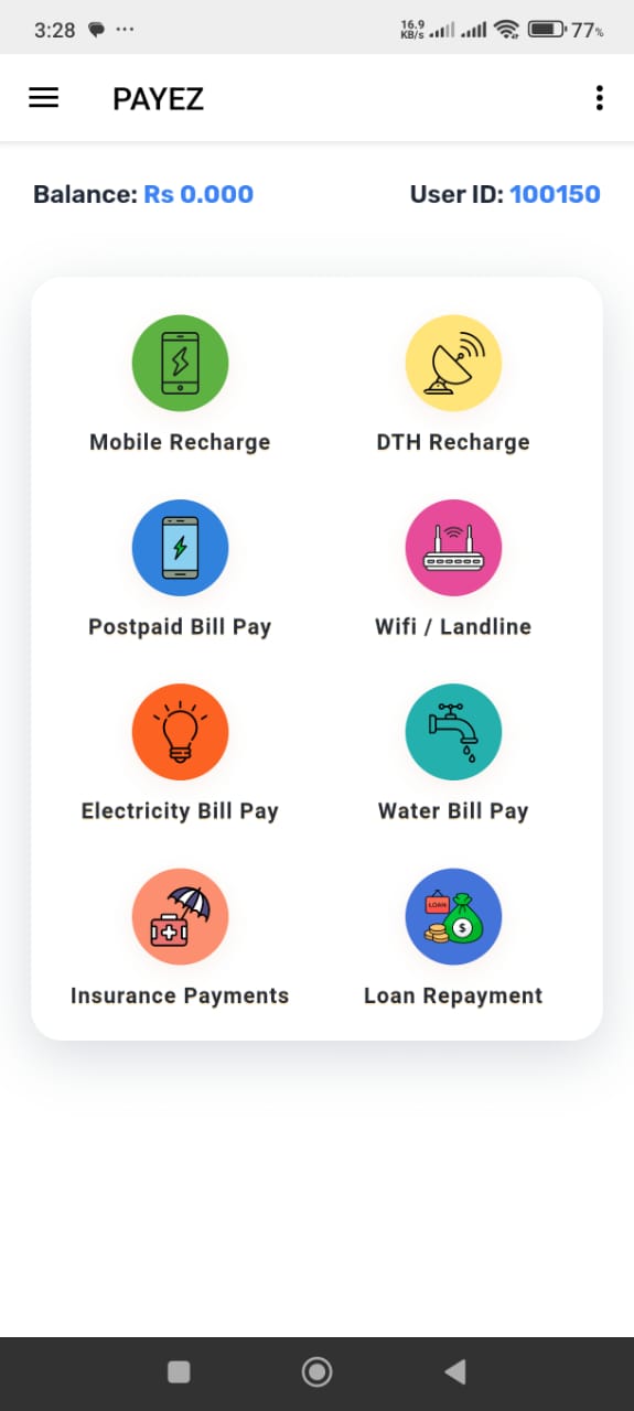 Screenshot of PayeZ New App